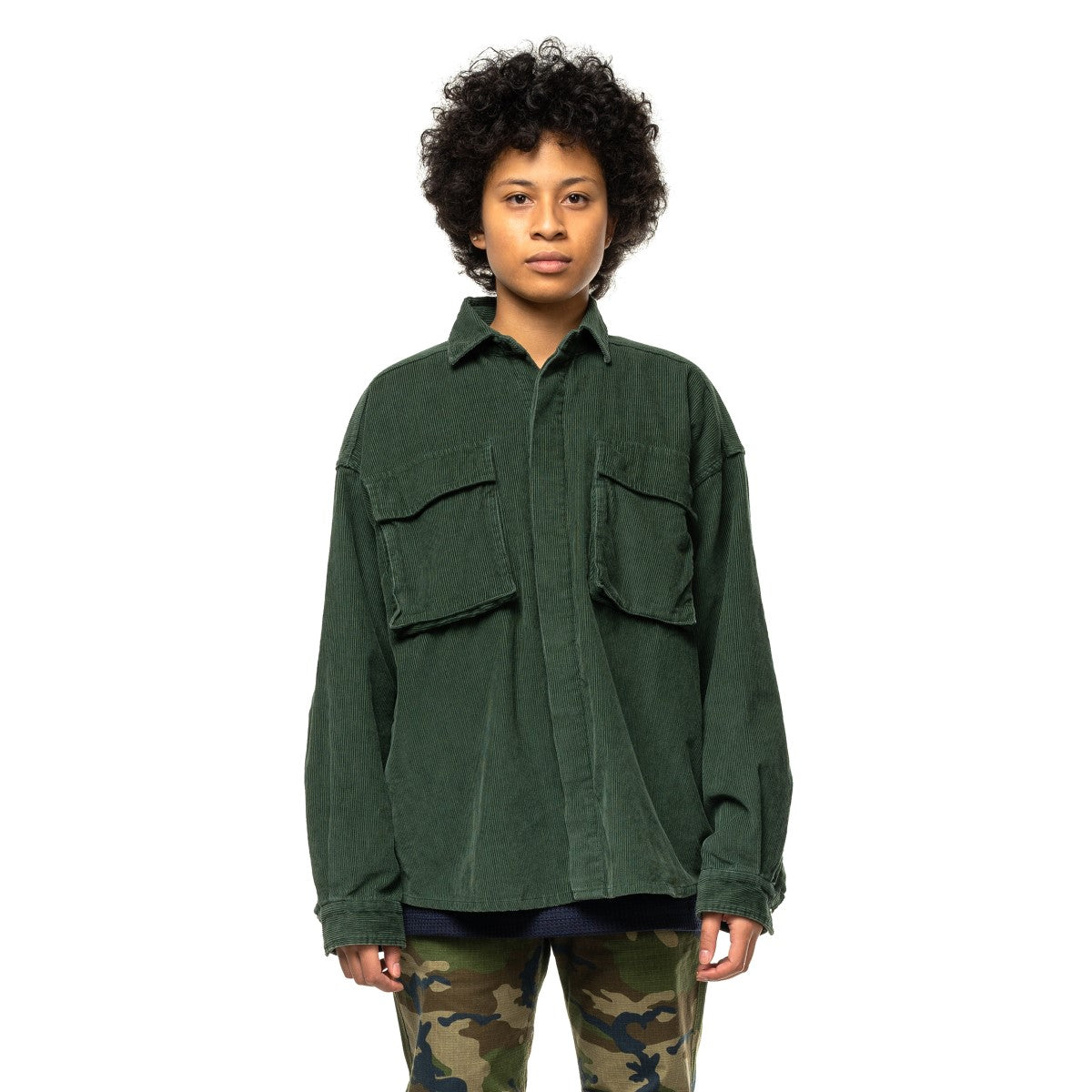 CORDUROY SHIRT JACKET -FOREST GREEN -
