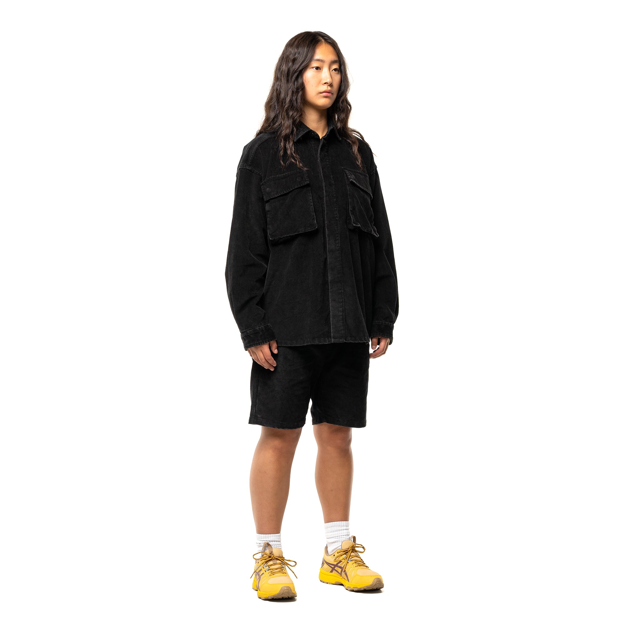 CORDUROY SHIRT JACKET -BLACK-