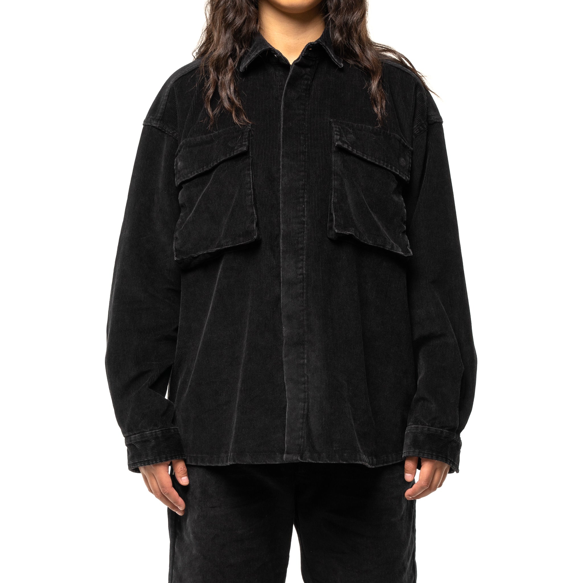 CORDUROY SHIRT JACKET -BLACK-