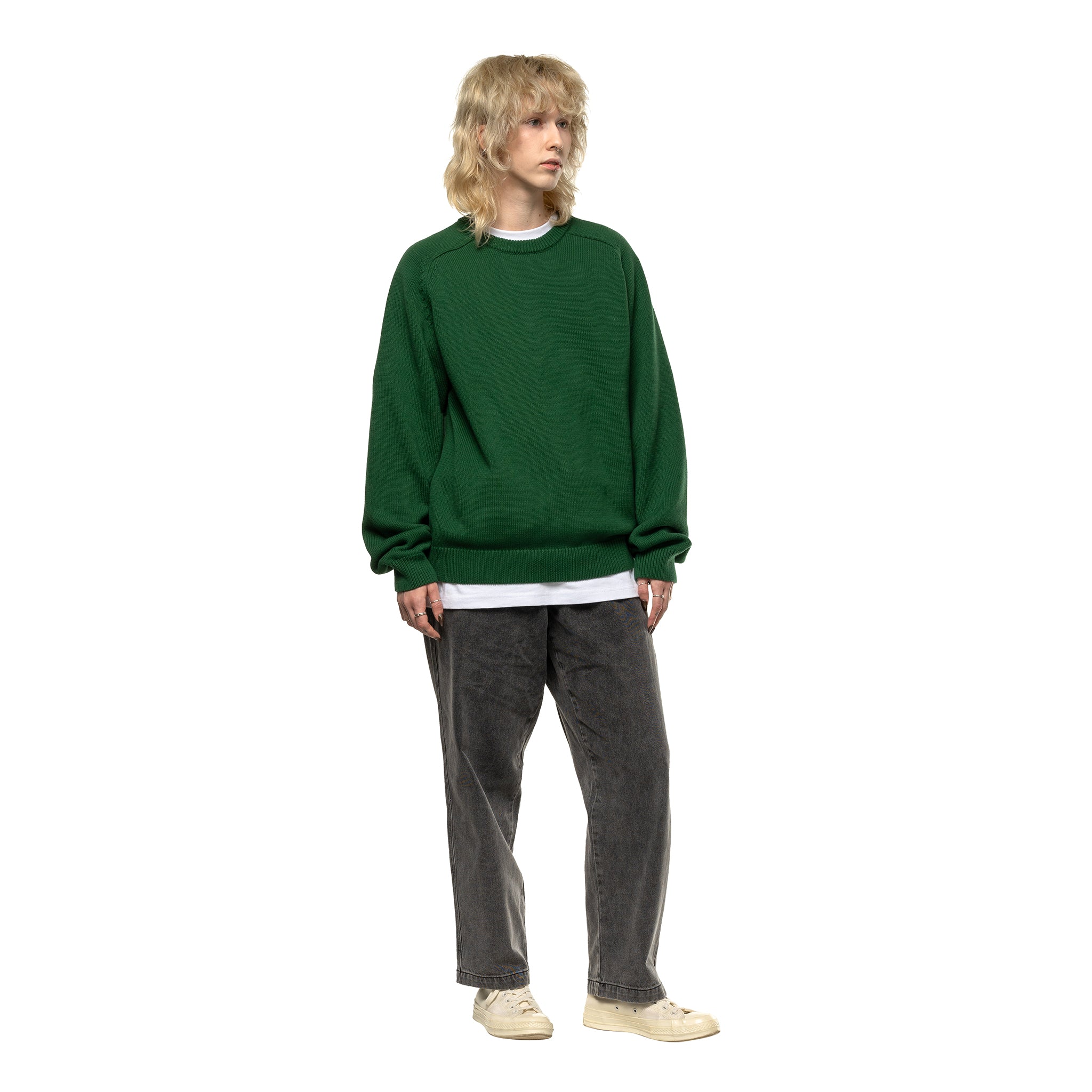 KNIT SWEATER -FOREST GREEN-