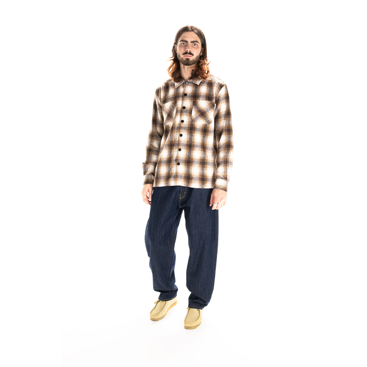 HEAVYWEIGHT PLAID SHIRT -BROWN-