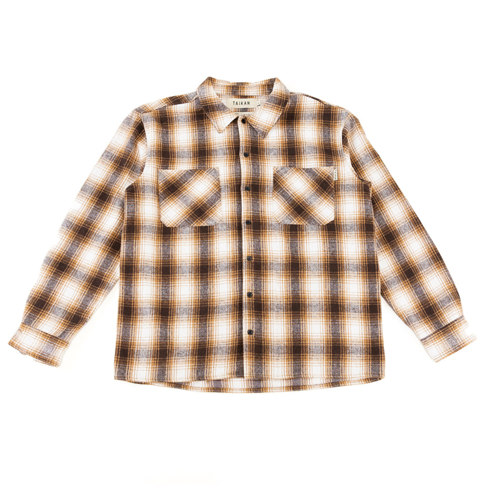 HEAVYWEIGHT PLAID SHIRT -BROWN-